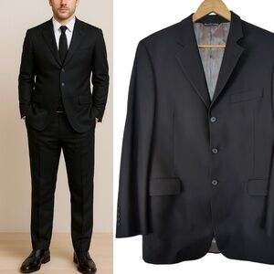 Jack Victor Black Wool 3 Button Single Breasted Blazer 40R